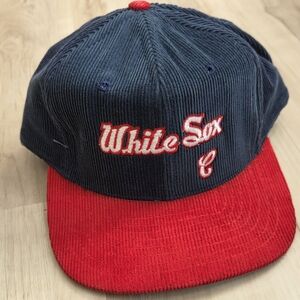 Vintage White Sox Corduroy Cap Navy Blue Red Baseball Hat MLB